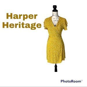 Harper Heritage Leaf Print  Wrap Around Midi Dress